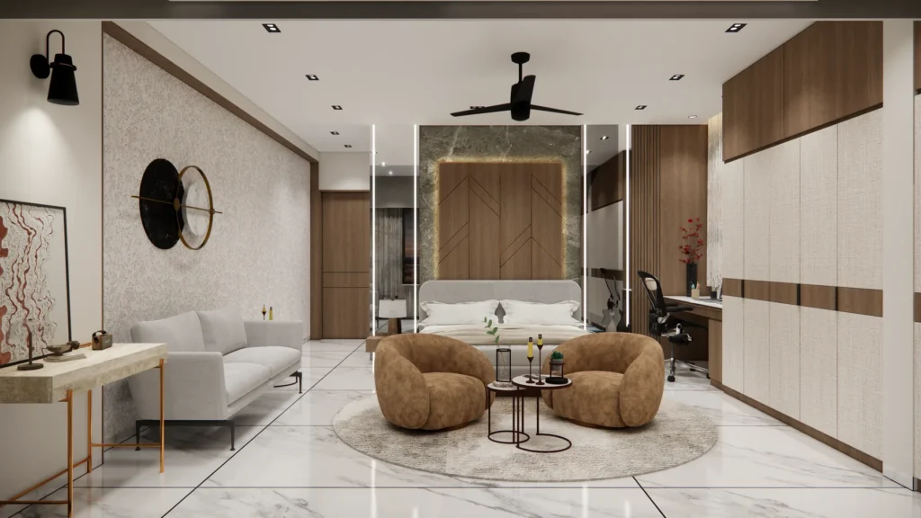 Contemporary master bedroom interior by SMA Architect