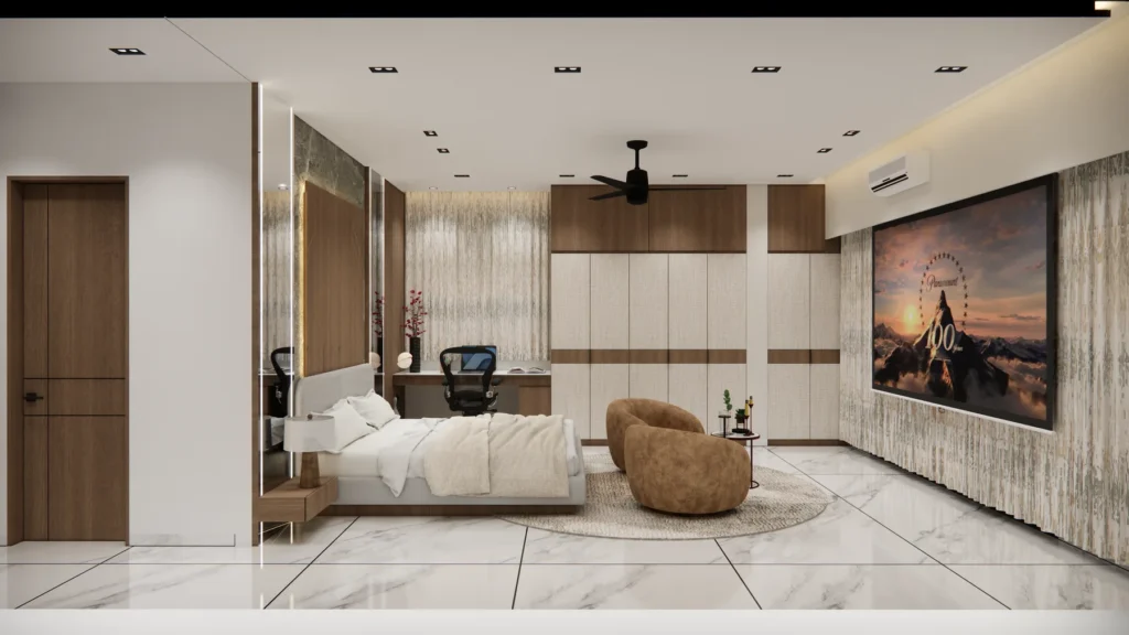 Contemporary master bedroom interior by SMA Architect