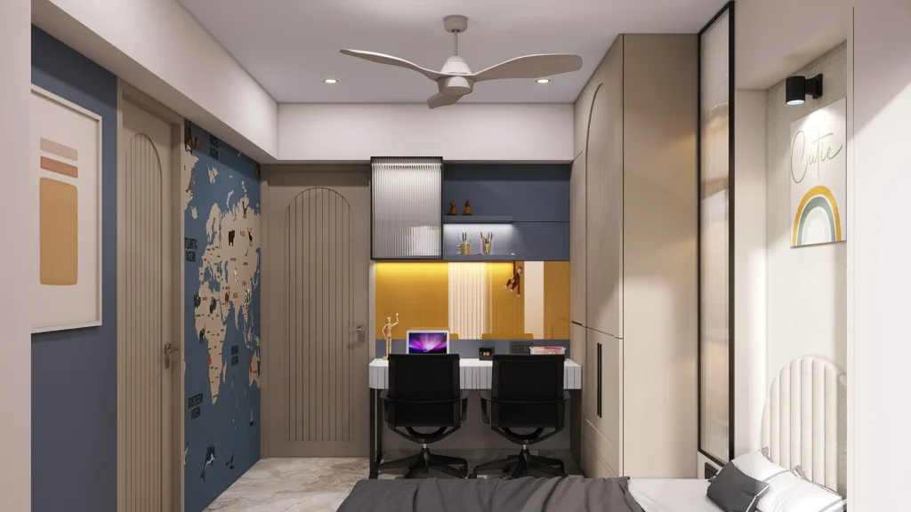 Children bedroom interior with fluted joinery by SMA Architect