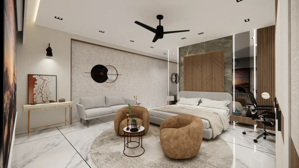 Contemporary master bedroom interior by SMA Architect