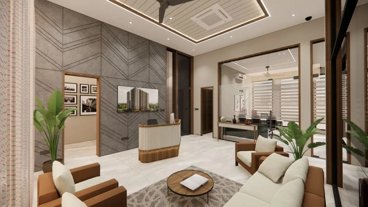 Office reception and waiting lounge in Shilaj by SMA Architect