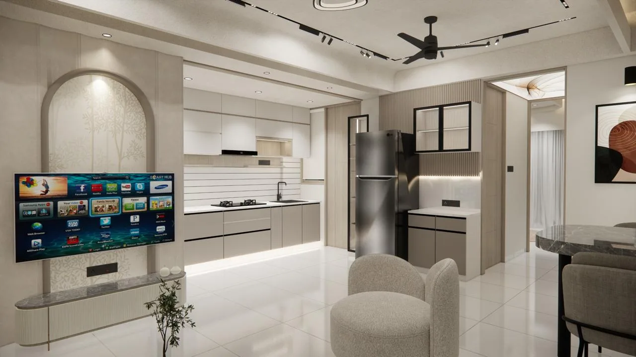 Living room looking through to the open kitchen by SMA Architect